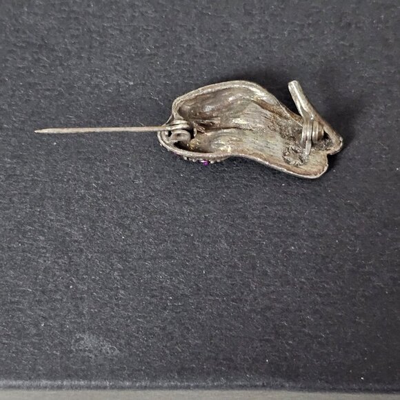 Vintage Brooch Rhinestone Aurora Borealis Retro High Heel Mule Sparkle Shoe Pin - Picture 4 of 5